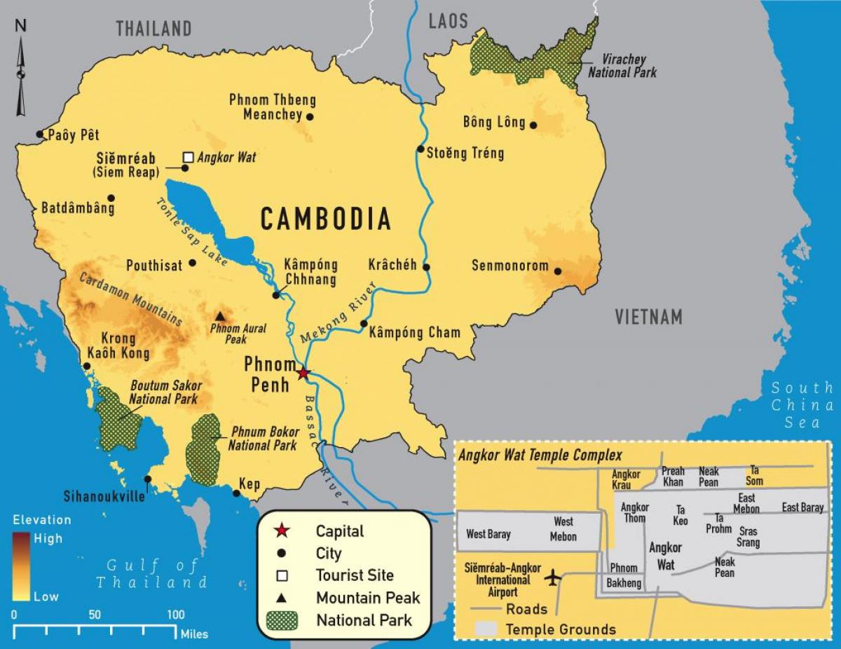 angkor kort Kambódíu