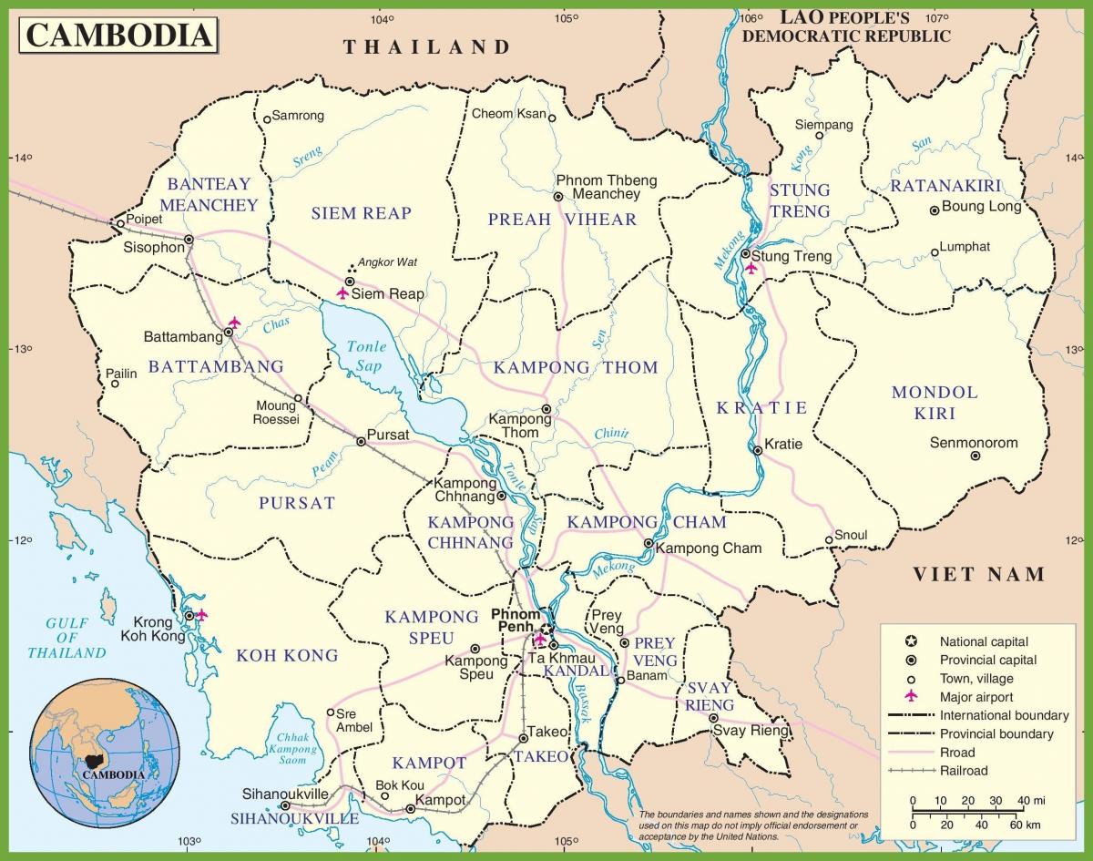 Kort af Kambódíu pólitískum