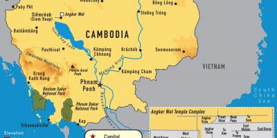 Angkor kort Kambódíu